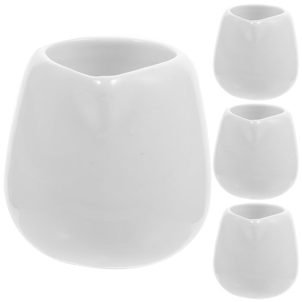 4 tazas de cerámica para salsa con pico, para salsa, kétchup, café y leche, para restaurante.
