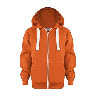 Kids Orange Safety Full Zip High Visibility Thick Fleece Hooded