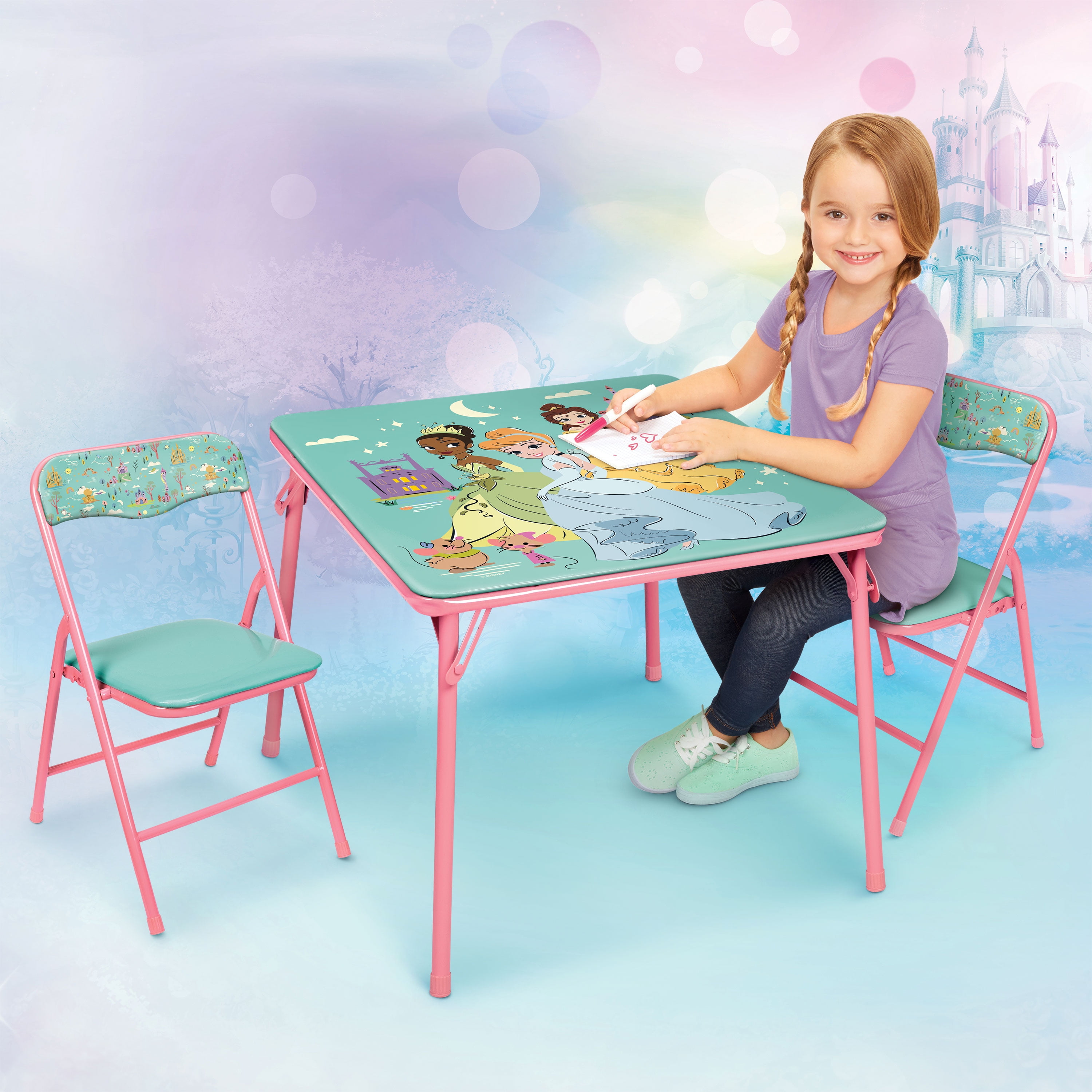Disney Princess Child 3-Piece Table and Chairs Set, Pink