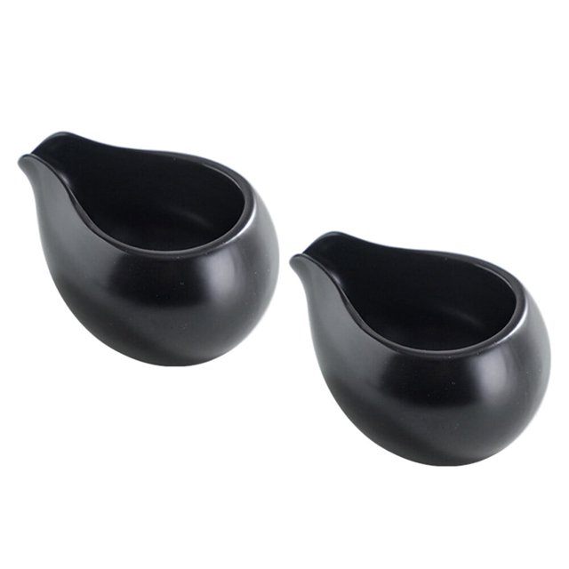 2 jarras de cerámica para café, leche y crema, para servir salsas, cuencos para mojar, taza para café con leche, color negro