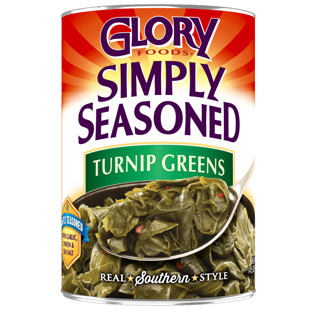 Glory Foods Simply Seasoned Turnip Greens, Canned Vegetables, 14.5 oz