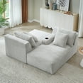 thumbnail image 6 of 71" Oversized Double Chaise Lounges Indoor, Upholstered Corduroy Sofa Bed with Dual Cup Holders, Sectional Sleeper Loveseat for Living Room, Light Grey, 6 of 9
