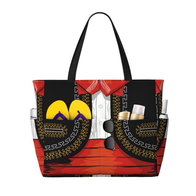 Fotbe CHARRO SUIT Bolsa de Viaje para Playa - Resistente al Agua, Bolsa Tote de Gran Capacidad y Ligera con 7 Bolsillos para Mujeres y Hombres