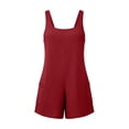 thumbnail image 7 of Women Jumpsuits Dressy Casual Women's Sleeveless Casual Romper, Loose Short Jumpsuit with Pockets, Summer Everyday Streetwear Red M, 7 of 7