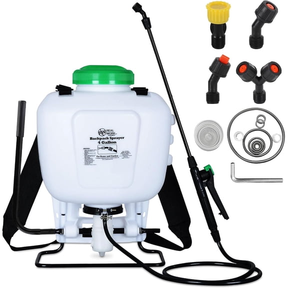 4-Gallon Backpack Sprayer with Padded Shoulder Strap for Pests & Weeds, Watering Garden, and Spraying Plants, in Translucent White