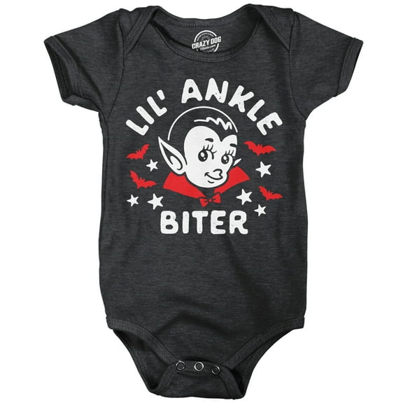 Lil Ankle Biter Baby Bodysuit Funny Sarcastic Vampire Graphic Novelty Halloween Jumper For Infants