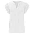 thumbnail image 5 of LINGLANG Womens White Blouse V Neck Ruffle Sleeve Flowy Shirts Dressy Casual Cute Summer Tops Business Work Tops, 5 of 7