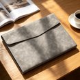 thumbnail image 5 of File Folder,Waterproof Document Pouch,Faux Leather File Organizer with Magnetic Snap for Thin A4 Document Storage,Meeting Documents Arrangement,Grey, 5 of 8