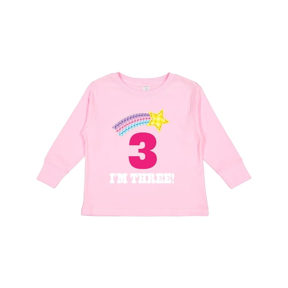Inktastic 3rd Birthday 3 Year Old Girls Rainbow Star Girls Long Sleeve Toddler T-Shirt