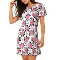 thumbnail image 2 of Naloa Rose Flowers Print Women Nightgowns,Womens Loungewear,Short Sleeve Sleepwear,Comfy Ladies Nightdress, 2 of 6