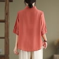 thumbnail image 6 of Kezqiaxn Plus Size Shirts for Women Vintage Embroidery Half Sleeve Collared Dressy Summer Tops Loose Fit Work Blouses, 6 of 8
