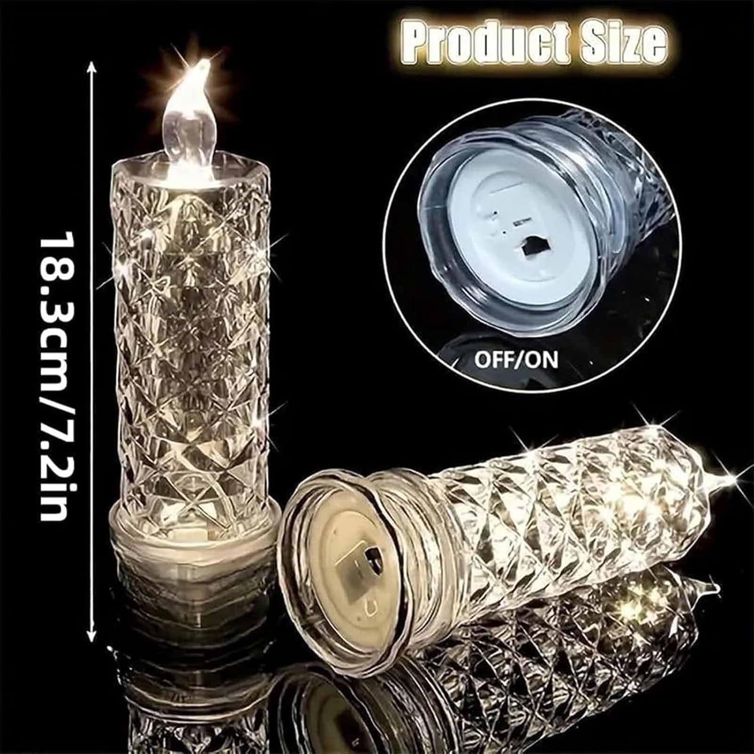 Led Crystal Candle Lights, 2/4/6pcs New Christmas Tree Led Candles, Rose Shadow Led Flameless Candles,Safe Flameless Design, Long Lasting for Valentines Christmas Decorations Home Decor