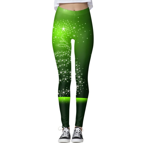 Gibobby Leggings Navideños Pantalones estampados navideños personalizados para mujer, mallas ajustadas personalizadas para mallas para correr(Verde,CH)