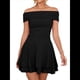 thumbnail image 2 of Vestido Corto de Cóctel con Hombros Descubiertos, Dobladillo Fruncido y Corsé Fruncido para Mujer. Negro M, 2 of 9