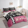thumbnail image 3 of Manfei Buffalo Bowknot Twin Bedding Sets 7-Piece for Girls, Winter Snowflake Print Bedding Comforter Set, Merry Christmas Reversible Sheet Sets, Ultra Soft Home Decor, 3 of 7