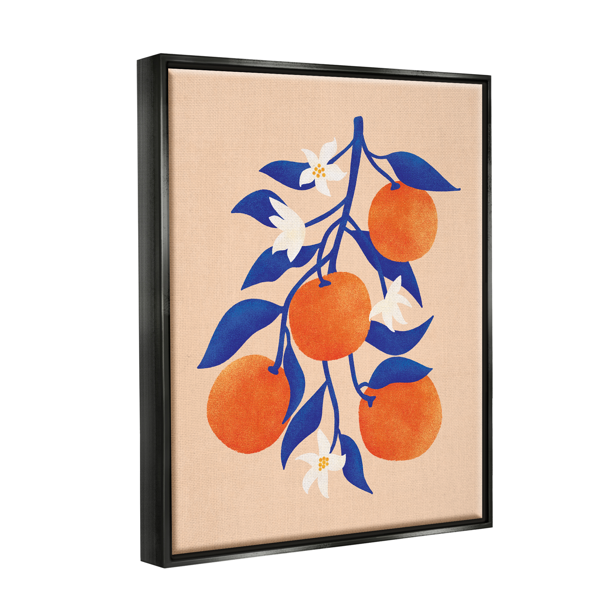 Stupell Orange Tree Citrus Blossoms Food & Beverage Painting Black Floater Framed Art Print Wall Art