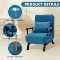thumbnail image 2 of Avocahom Convertible Sofa Bed Sleeper Chair,6 Angles Adjustable Backrest, Single Person Chaise Lounge Couch w/ Pillow, Folding Bed for Overnight Guests, Foldable Sofa Arm Chair for Office, Blue, 2 of 8