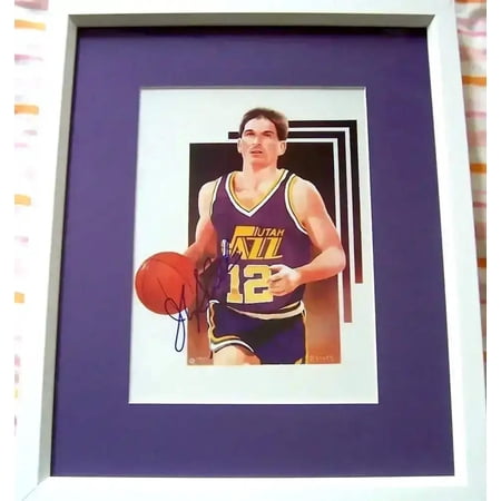 John Stockton signed Utah Jazz 8×10 art print framed JSA