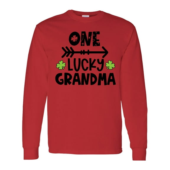 Inktastic St. Patrick's Day One Lucky Grandma with Shamrocks Long Sleeve T-Shirt