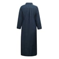 thumbnail image 3 of Vestido informal de mujer, de denim liso, con cuello en V, manga larga, botones y bolsillos, de poliéster, 3 of 7
