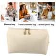 thumbnail image 2 of Unique Bargains Floral Makeup Bag Zipper Flower Cosmetic Pouch Beige, 2 of 7