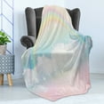 thumbnail image 4 of Fantasy World Soft Flannel Fleece Throw Blanket, Rainbow Silhouette over Fluffy Clouds, Cozy Plush for Indoor and Outdoor Use, 50" x 60", Multicolor, by Ambesonne, 4 of 5
