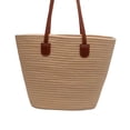 thumbnail image 3 of Bolso de mano tejido para mujer, bolso de viaje de vacaciones, desplazamientos, elegante cuerda de algodón Caqui, 3 of 8