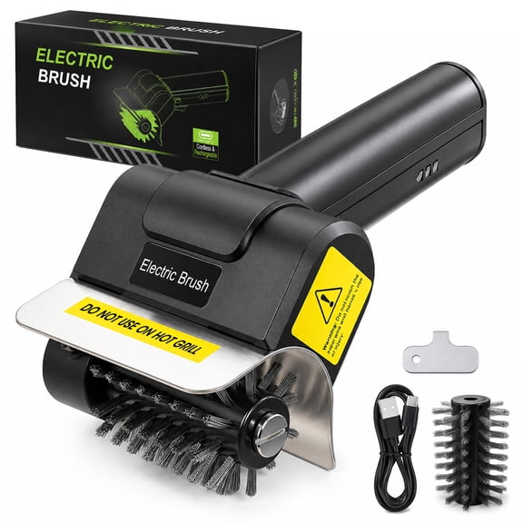 Electric Grill Brush, Electric BBQ Grill Cleaner 1500 RPM, Rechargeable Electric Grill Brush with 100 Min Runtime, Replaceable Heads BBQ Grill Cleaning Tool for Outdoor Grills