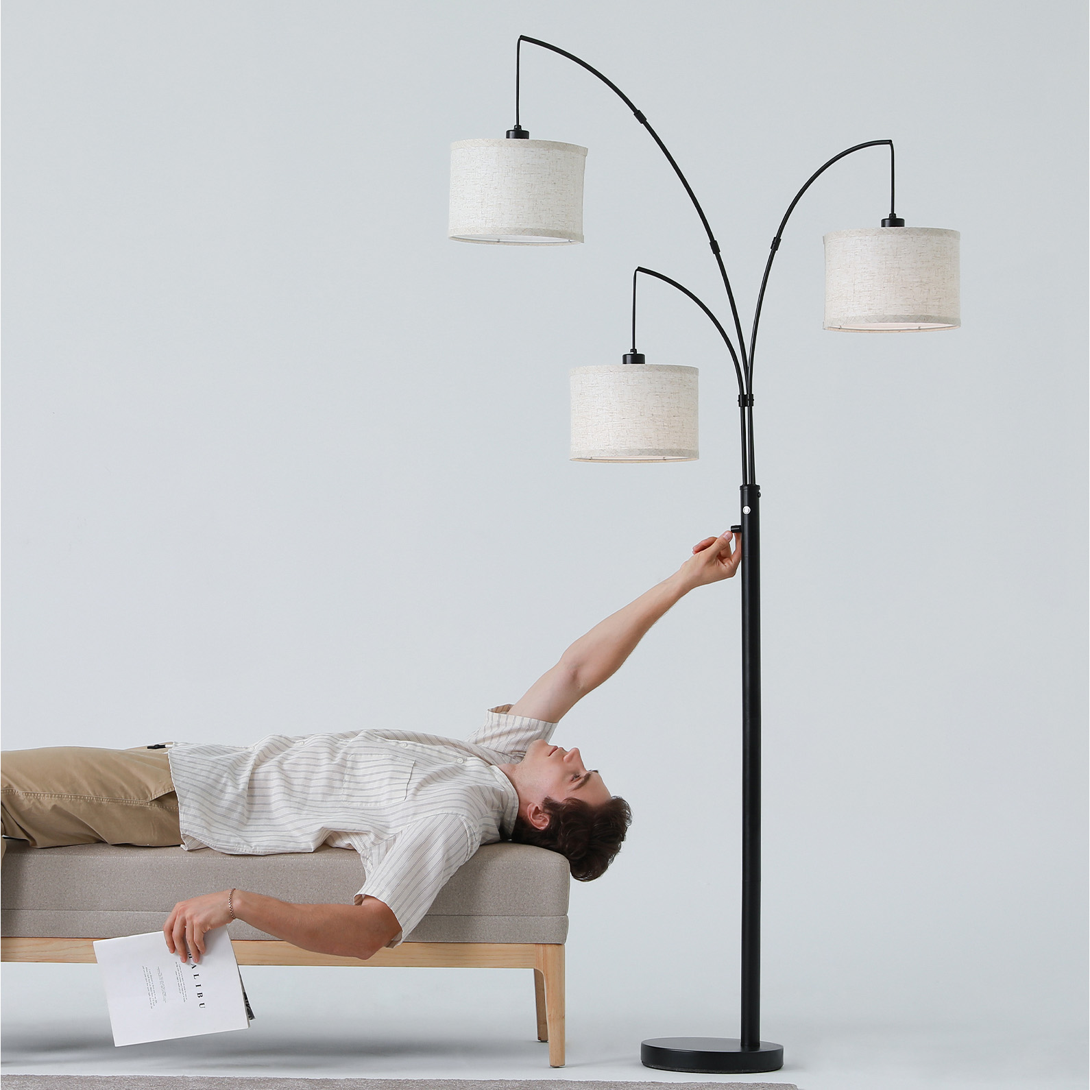 Sunmory 78" Arc Floor Lamp, Black, 3-Light photo 8