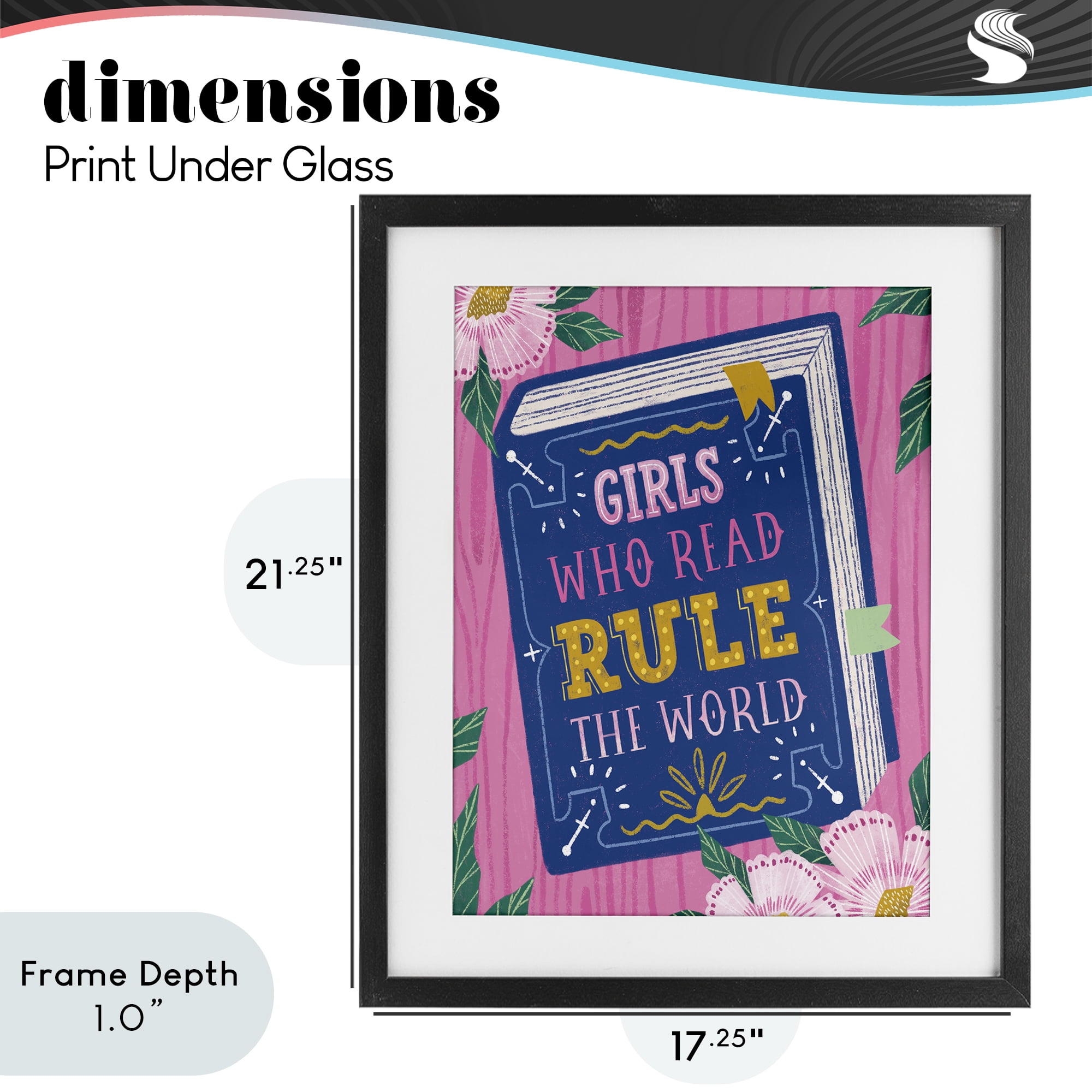 Stupell Industries Girls Who Read Inspirational Black Framed Print Under Glass, design by Vanessa Stoilova