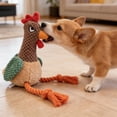 thumbnail image 6 of Cadancy Easter Dog Toys Interactive Tug Of War Plush Chicken with Rope Legs Squeaky Puppy Chewing Teething Doll Pet Gift Basket Stuffers Holiday Prop, 6 of 6