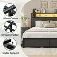 thumbnail image 7 of Fluest Queen Bed Frame with 2-Tier Headboard,Metal Support,USB Port & LED Light, 4 Storage Drawers, Grey, 7 of 7