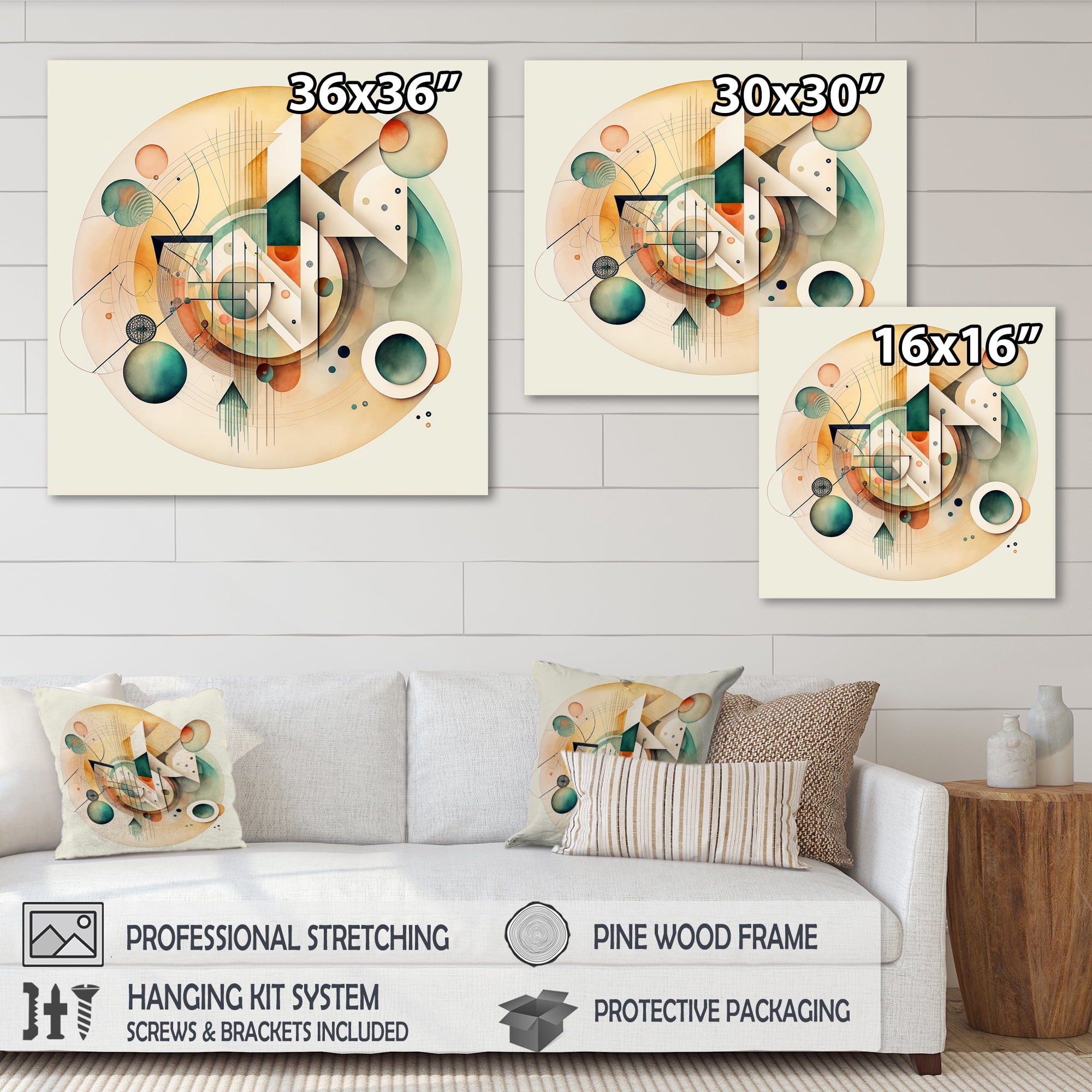 Designart Warm Minimalist Circular Abstract II Canvas Wall Art
