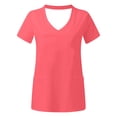 thumbnail image 3 of Fiudx Liquidación de Ahorros de Verano Blusa de Manga Corta con Cuello En V para Mujer, Uniforme de Trabajo, Blusa con Bolsillo Sólido, 3 of 4