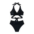 thumbnail image 6 of Top-kevin Womens Tummy Control Bathing Suits Modest High Waisted Bikini Sets Cute Halter 2 Piece Swim Suit, 6 of 7