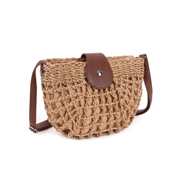 Spencer Straw Handbags Women Summer Beach Crossbody Bag Vintage Woven Purse Boho Shoulder Bag