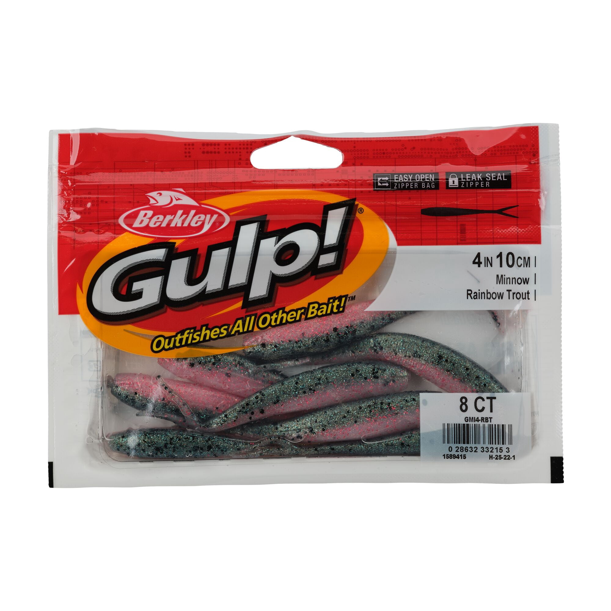 Berkley Gulp!® Minnow, 4 in, Minnows, Rainbow Trout (8 Count)