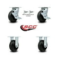 thumbnail image 2 of 5 Inch Rubber on Steel Caster Set with 2 Brakes/Swivel Lock 2 Rigid SCC, 2 of 2