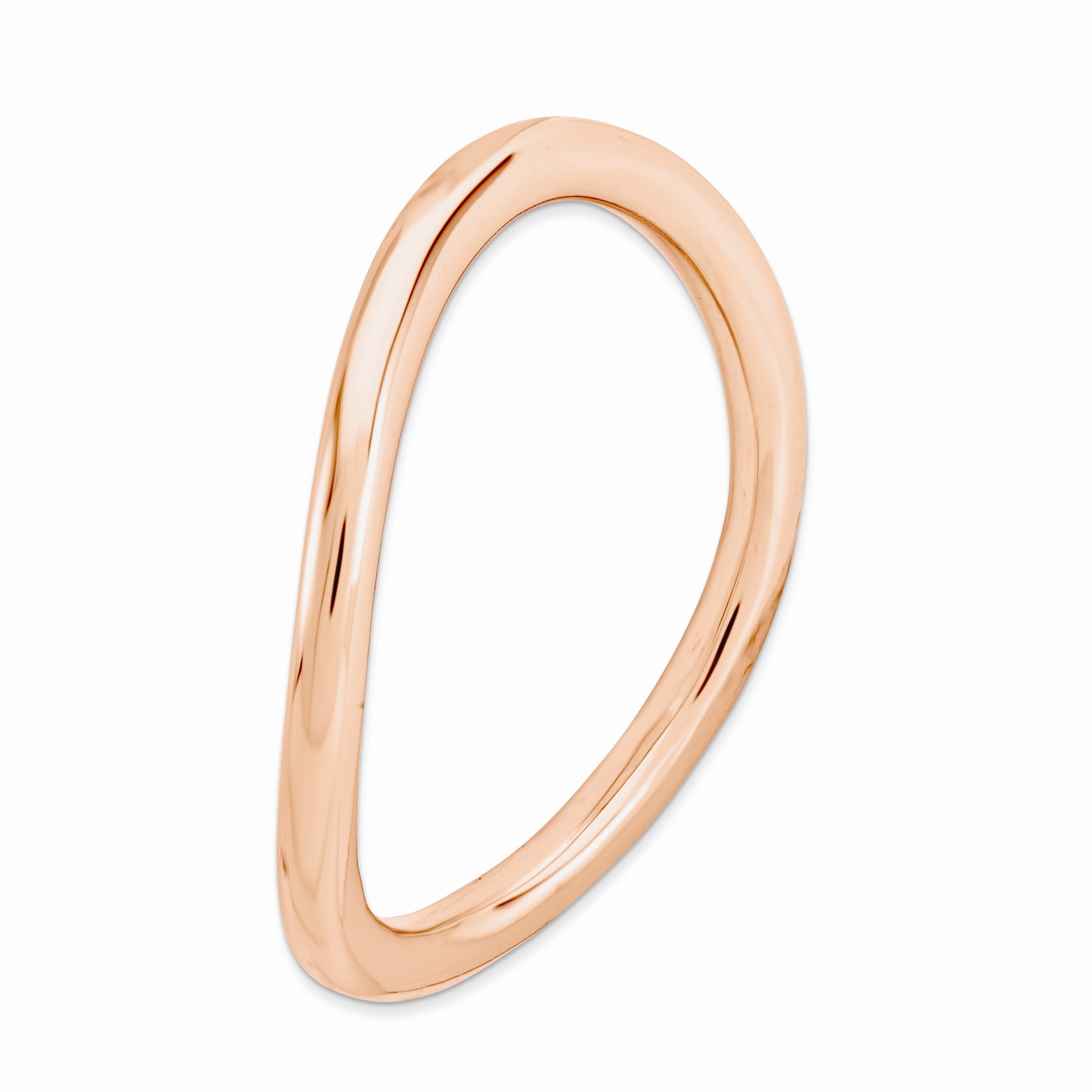 Sterling Silver Polished Pink-Plate Wave Ring