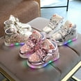 thumbnail image 6 of Gpaecead Girls Rhinestone Bow Light Up Sports Shoes Faux Leather Soft Sole Non Slip Kids Casual Running Sneakers Led Flats, Gold, 6 of 6