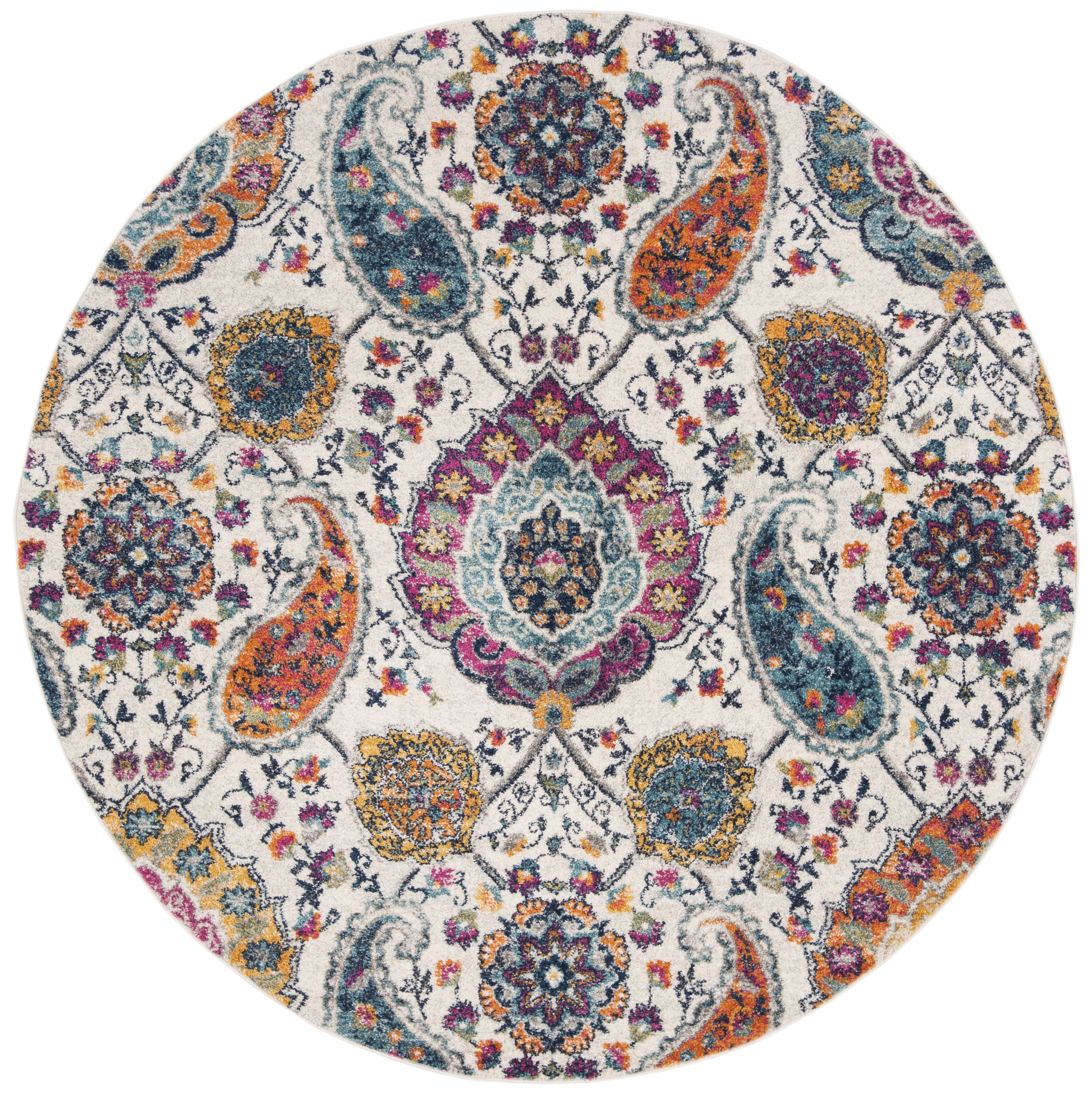 Safavieh Madison Hope Floral Area Rug, Cream/Multi, 3' x 3' Round