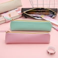 thumbnail image 5 of Leather Pencil Pouch, Slim Design Small Pencil Pouch Pencil Bag Zipper Pencil Case Bag Stationery Pouch Bag, Transparent Student Pen Bag, Makeup Storage Bag, Lightweight, Durable, ( Beige ), 5 of 5