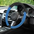 thumbnail image 3 of Carbono Fibra Patr?n 14,5"-15" Coche Volante Funda Negro Azul Unique Bargains Cubierta del volante del coche, 3 of 6