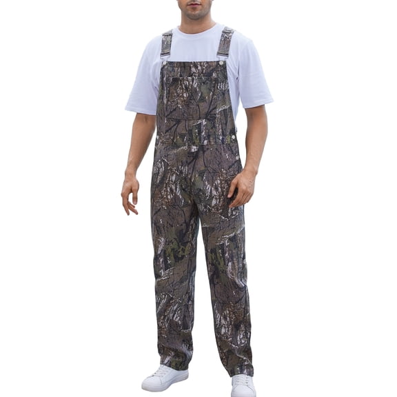 Camo Overalls for Men Work Utility Coveralls Bibs Romper Jumpsuit with Zipper Fly