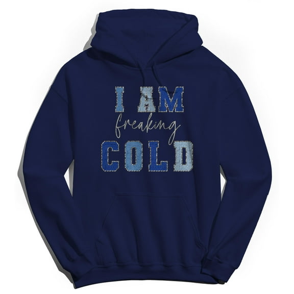 Haywood & Main I Am Freaking Cold 1 Graphic Navy Men's Cotton Pullover Hoodie