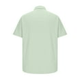 thumbnail image 3 of Iugvhana Mens Classic Short Sleeve Button Down Shirts with Double Pocket Regular-Fit Solid Color Lapel Tops Shirt Green XXL, 3 of 5