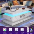 thumbnail image 5 of Blotout Large Modern High Glossy LED Coffee Table with 2 Storage Drawers, 3 Tiers-Layer Center Tables w/60,000 Colors LED Lights/Marbling Print for Livings Room, 5 of 9