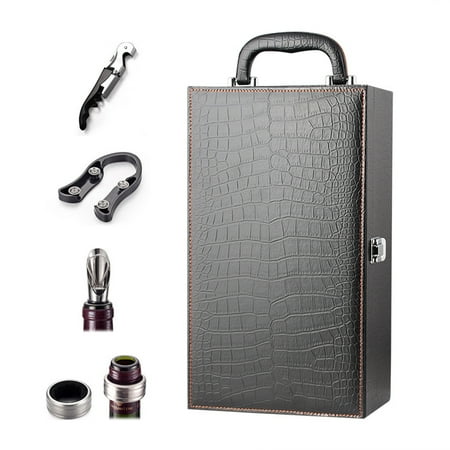 

Wine Carrier 750ML Modern Black Handle Travel Wine Carrier Case with 4 Piece Wine Accessory Set