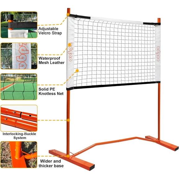 Portable Pickleball Net Set with 10FT & 4FT Adjustable Height for Backyard & Beach
