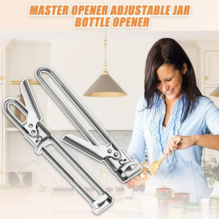 2× Adjustable Multifunctional Stainless Steel Can Opener Jar Lid Gripper  Kitchen